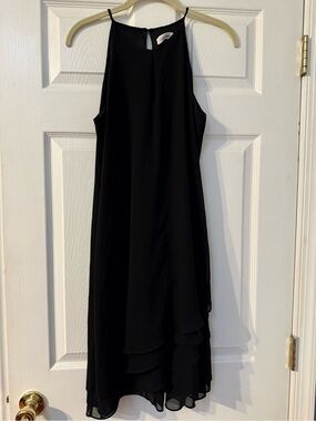 Calvin Klein Black High-Neck Layered Hem Dress